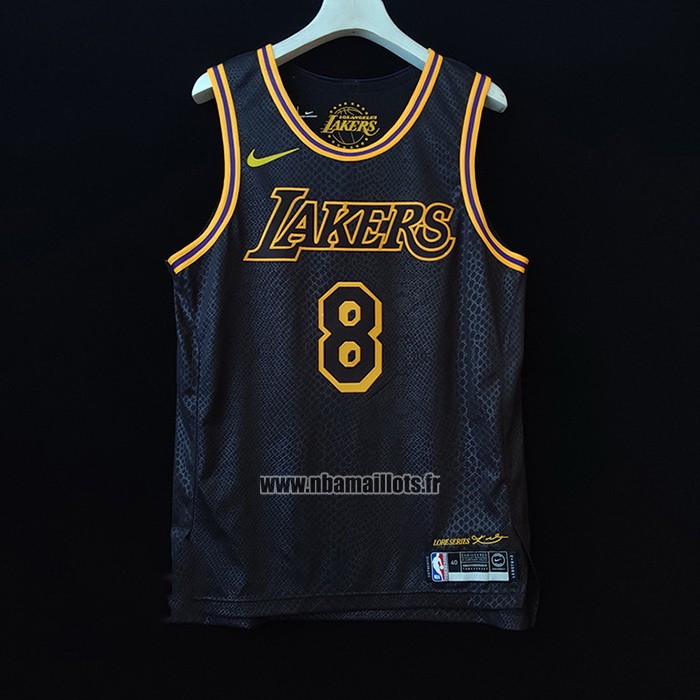 Maillot Los Angeles Lakers Kobe Bryant NO 8 Black Mamba Authentique Noir